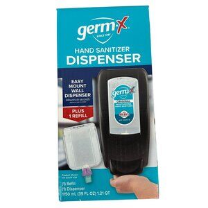 GermX Wall Mount Hand Sanitizer Dispenser Easy Mount Original + 1 Refill 1150ml